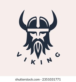 Nordisches Wikinglogo. Norse Krieger Ikone. Horntes Symbol für barbarischen Helm. Norseman-Odin-Emblem. Vektorgrafik.