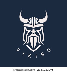 Logo del viking nórdico. Icono de guerrero nórdico. Símbolo de casco bárbaro. Emblema de Norseman Odin. Ilustración vectorial.