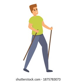 Nordic walking icon. Cartoon of nordic walking vector icon for web design isolated on white background