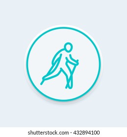 nordic walking line icon, healthy lifestyle, outdoor activity, vector illustration