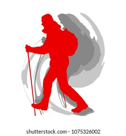 Nordic walking man vector concept isolated on white background