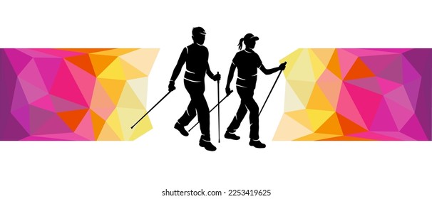 Nordic Walking Sportgrafik zur Verwendung als Vorlage für Flyer oder zur Verwendung im Web Design.