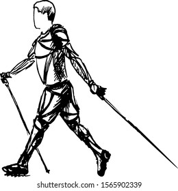 Nordic walking sport vector stylized, geometric