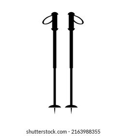 Nordic walking sticks icon on white background.