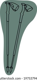Nordic walking sticks line art vector illustration. Sports equipment. Healthy habits, taking care of your health and your body, exercise.