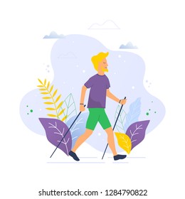 Nordic walking vector illustration