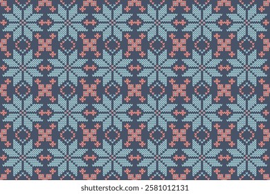 Nordic-inspired seamless knitted pattern in navy blue, sky blue, and soft pink. This cozy and stylish design mimics traditional winter textiles, perfect for seasonal projects, fashion prints, and back