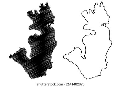 Nordkvaloya island (Kingdom of Norway) map vector illustration, scribble sketch Nordkvaloya map