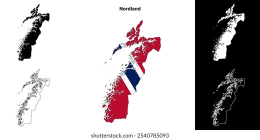 Nordland county outline map set