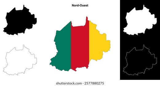 Nord-Ouest region outline map set