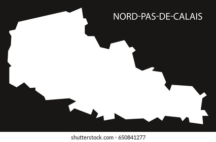 Nord-Pas-de-Calais France map black inverted silhouette illustration