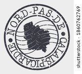 Nord-Pas-de-Calais, France Map Postmark. Silhouette Postal Passport. Stamp Round Vector Icon. Vintage Postage Design.