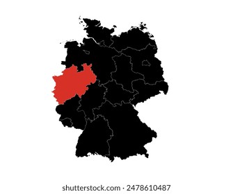 Nordrhein westfalen state highlighted on Germany map Vector.