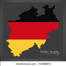 Nordrhein-Westfalen map of Germany with German national flag illustration