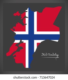 Nord-Trondelag map of Norway with Norwegian national flag illustration