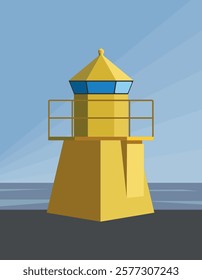 Nordurgardi, Nördurgarði, Lighthouse, located at the northern pier in the harbor of Reykjavik, Iceland. Vector Illustration