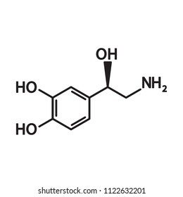 Norepinephirne molecular structural chemical formula. Vector icon.