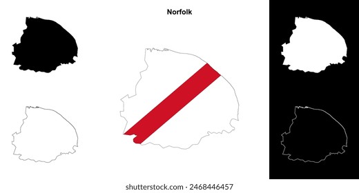Norfolk blank outline map set