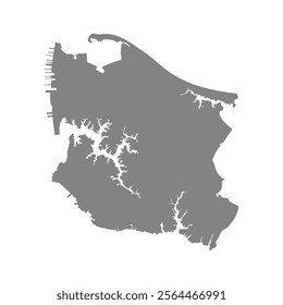 Norfolk city printable map. Silhouette of Norfolk VA.