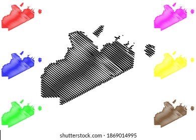 Norfolk County, Commonwealth of Massachusetts (U.S. county, United States of America, USA, U.S., US) map vector illustration, scribble sketch Norfolk map