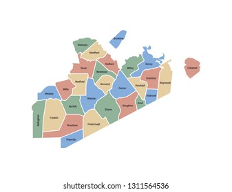 Norfolk county map, Massachusetts