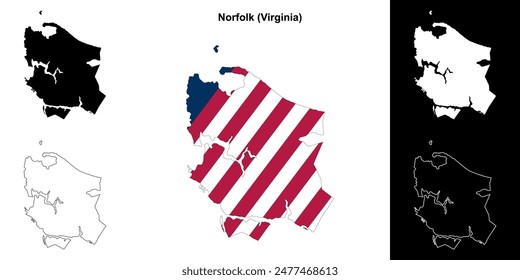 Norfolk County (Virginia) outline map set