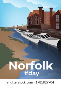 Norfolk Day. Illustration of Norfolk Village, Norwich