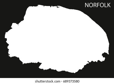 Norfolk England Uk Map Black Inverted Stock Vector Royalty Free