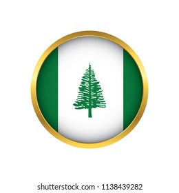 Norfolk flag button, Golden on a white background,flag of Norfolk Round badge or icon isolated. Vector illustration.