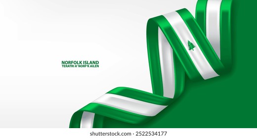 Norfolk Island 3D-Fahne. Gebogen wellige 3D-Flagge in den Farben der Norfolk Island Flagge. Flag-Hintergrunddesign.