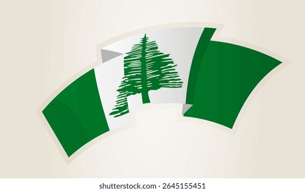 Bandeira da Ilha Norfolk em forma de fita abstrata, símbolo nacional da Ilha Norfolk. Este vetor é ideal para uso em eventos nacionais, Dia da Independência, competições desportivas internacionais.