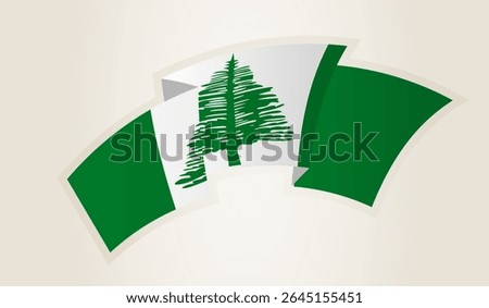 Norfolk Island Flag in Abstract Ribbon Shape, National Symbol of the Norfolk Island. This vector is ideal for use in national events, Independence Day, international sports competitions.