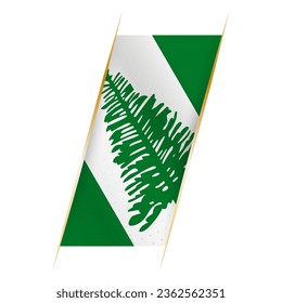 Norfolk Island flag in the form of a banner with waving effect and shadow. Modern vector design.