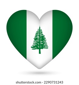 Norfolk Island flag in heart shape. Vector illustration.