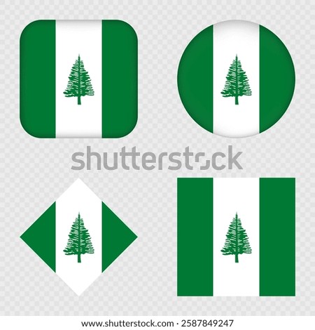 Norfolk Island Flag Icons Pack. Vector illustration.