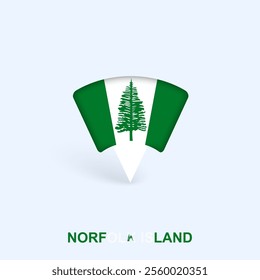 Norfolk Island Flag Map Pointer Design with Shadow. Vector illustrator.