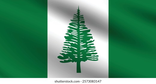 Norfolk Island flag official colors and proportion digital vector illustration. Pleated flag.