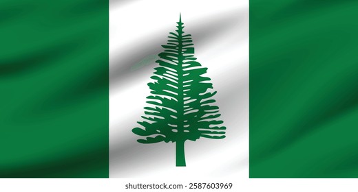 Norfolk Island flag official colors and proportion digital vector illustration. Pleated flag.