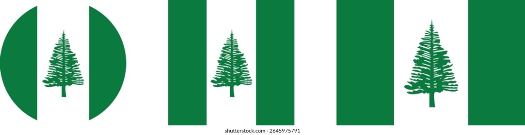 Bandeira da Ilha Norfolk PNG - Bandeira da Ilha Norfolk em Formatos Redondos e Padrão no Fundo Branco. 