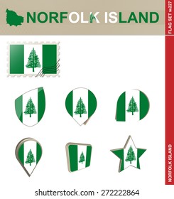 Norfolk Island Flag Set, Flag Set #227. Vector.