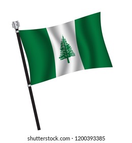 Norfolk Island flag , flag of Norfolk Island waving on flag pole, vector illustration EPS 10.