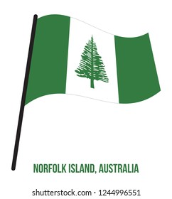 Norfolk Island Flag Waving Vector Illustration on White Background. Territory Flag of Australia.