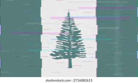 Vetor de bandeira de falha da Ilha Norfolk, distorção dividida RGB, ilustração de quadro de vídeo abstrato digital