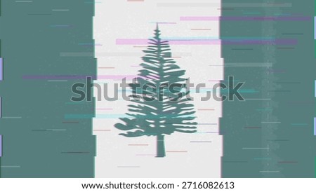 Norfolk Island glitch flag vector, RGB split distortion, digital abstract video frame illustration