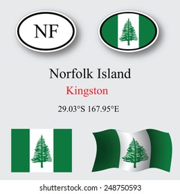 norfolk island icons set against gray background, abstract vector art illustration, image contains transparency