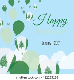 Norfolk Island Independence Day Greeting Card. Flying Flat Balloons In National Colors of Norfolk Island. Happy Independence Day Vector Illustration. Norfolk Islander Flag Balloons.