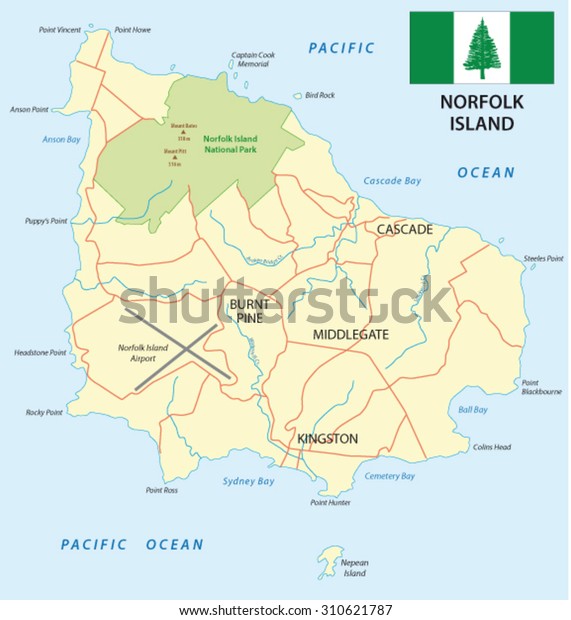 Norfolk Island Map Flag Stock Vector (Royalty Free) 310621787