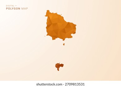 Mapa de la isla de Norfolk: Ilustración vectorial de polígono de bajo contenido de polietileno en tono naranja, estilo geométrico limpio, aislada sobre fondo blanco.