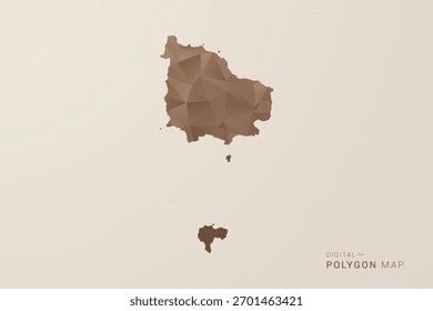 Mapa de la isla de Norfolk - Ilustración vectorial de estilo polígono en degradado marrón, diseño geométrico de bajo poli, aislado sobre fondo beige para infografías y decoración.