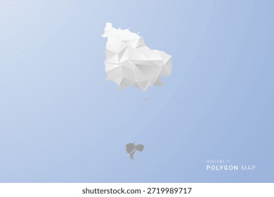 Norfolk Island Map - polygon style vector illustration in gray, white and blue tone, low-poly geometric design, minimal silhouette, suitable for infographic and modern design.